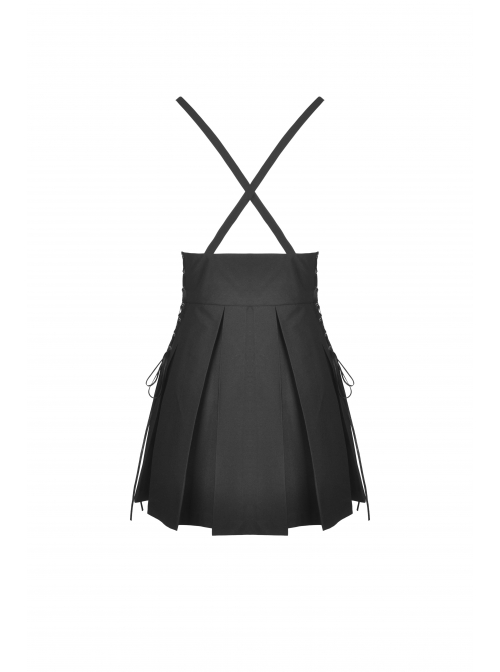 Punk Rock Cross Side Rope Pleated Design Double Row Belt Decoration Strap Dress