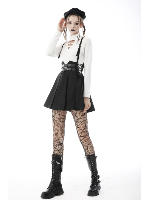 Punk Rock Cross Side Rope Pleated Design Double Row Belt Decoration Strap Dress