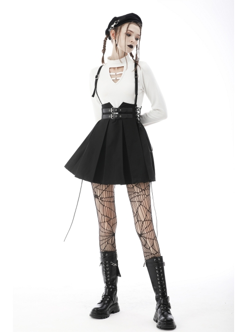 Punk Rock Cross Side Rope Pleated Design Double Row Belt Decoration Strap Dress