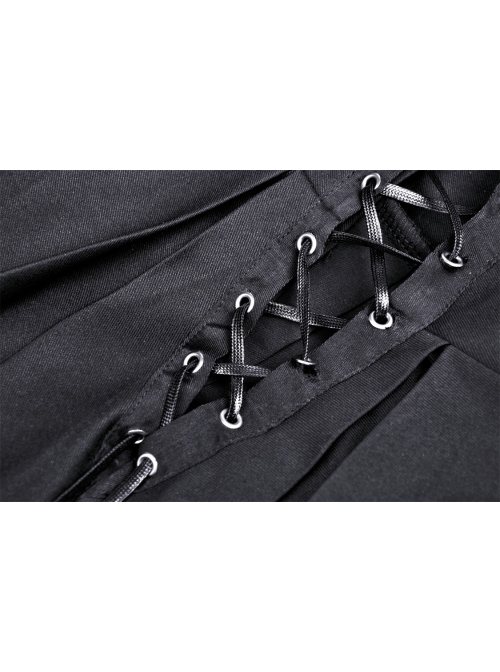 Punk Rock Cross Side Rope Pleated Design Double Row Belt Decoration Strap Dress