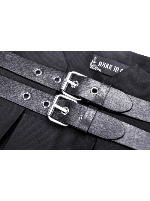 Punk Rock Cross Side Rope Pleated Design Double Row Belt Decoration Strap Dress
