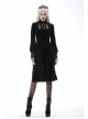 Gothic Devil Velvet Panel Lace Trim Long Sleeve Lace Stand Collar Dress