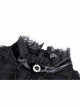 Gothic Devil Velvet Panel Lace Trim Long Sleeve Lace Stand Collar Dress