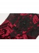 Gothic Velvet Pleated Design Black Embroidered Graphic-Print Tight Waist Sling Dress