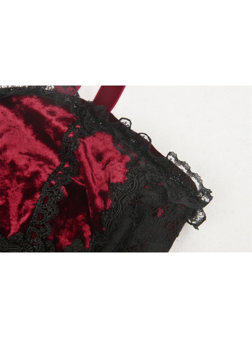 Gothic Velvet Pleated Design Black Embroidered Graphic-Print Tight Waist Sling Dress