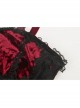 Gothic Velvet Pleated Design Black Embroidered Graphic-Print Tight Waist Sling Dress