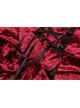 Gothic Velvet Pleated Design Black Embroidered Graphic-Print Tight Waist Sling Dress