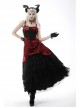 Gothic Velvet Pleated Design Black Embroidered Graphic-Print Tight Waist Sling Dress