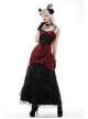 Gothic Velvet Pleated Design Black Embroidered Graphic-Print Tight Waist Sling Dress