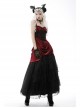 Gothic Velvet Pleated Design Black Embroidered Graphic-Print Tight Waist Sling Dress