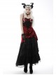 Gothic Velvet Pleated Design Black Embroidered Graphic-Print Tight Waist Sling Dress