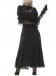 Gothic Cutout Sexy Lace Wings Embroidered Print Pattern Decoration Puff Long Sleeves Dress