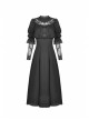 Gothic Cutout Sexy Lace Wings Embroidered Print Pattern Decoration Puff Long Sleeves Dress