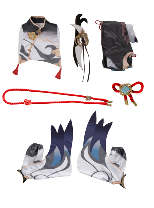 Game Genshin Impact Shenhe Halloween Cosplay Costume Opaque Design Printing Bodysuit Full Set