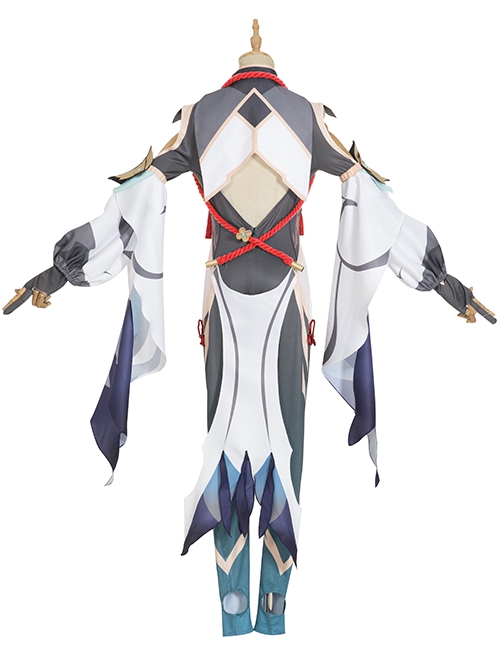 Game Genshin Impact Shenhe Halloween Cosplay Costume Opaque Design Printing Bodysuit Full Set