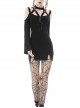 Black Punk Cross Strap Design Hollow Out Sexy Shoulder Long Sleeves Mini Dress