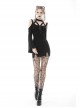 Black Punk Cross Strap Design Hollow Out Sexy Shoulder Long Sleeves Mini Dress