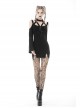 Black Punk Cross Strap Design Hollow Out Sexy Shoulder Long Sleeves Mini Dress