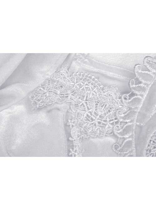 Gothic Flared Sleeve Design Square Neck Embroidered Print Decoration White Princess Halter Dress