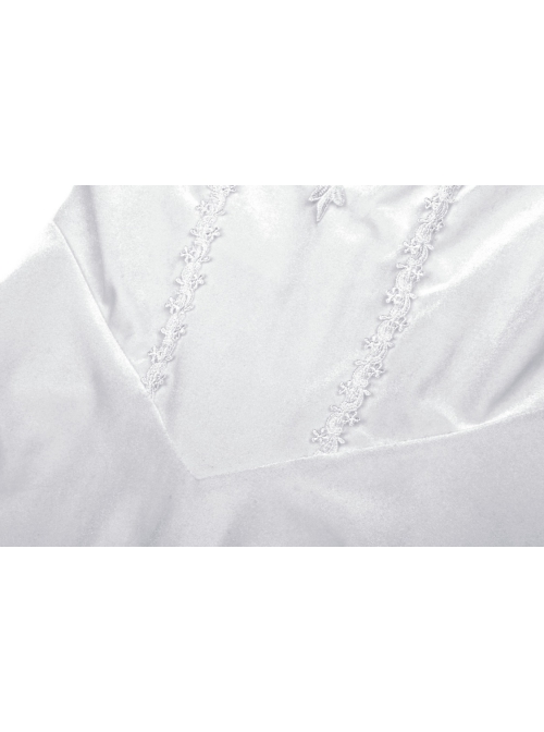 Gothic Flared Sleeve Design Square Neck Embroidered Print Decoration White Princess Halter Dress