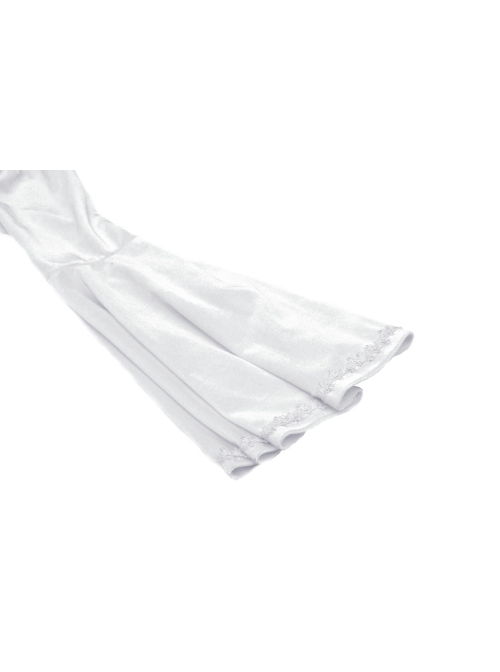 Gothic Flared Sleeve Design Square Neck Embroidered Print Decoration White Princess Halter Dress