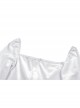 Gothic Flared Sleeve Design Square Neck Embroidered Print Decoration White Princess Halter Dress