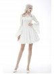 Gothic Flared Sleeve Design Square Neck Embroidered Print Decoration White Princess Halter Dress