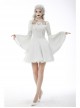 Gothic Flared Sleeve Design Square Neck Embroidered Print Decoration White Princess Halter Dress