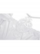 Gothic Flared Sleeve Design Square Neck Embroidered Print Decoration White Princess Halter Dress