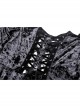 Gothic Devil'S Sharp Ear Square Collar Cross Strap Design Trumpet Sleeve Velvet Dress