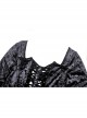 Gothic Devil'S Sharp Ear Square Collar Cross Strap Design Trumpet Sleeve Velvet Dress