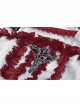 Gothic Vampire Red Lace Tied Rope Decoration Square Neck Puff Sleeve Waist Design White Dress
