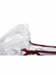 Gothic Vampire Red Lace Tied Rope Decoration Square Neck Puff Sleeve Waist Design White Dress