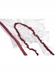 Gothic Vampire Red Lace Tied Rope Decoration Square Neck Puff Sleeve Waist Design White Dress
