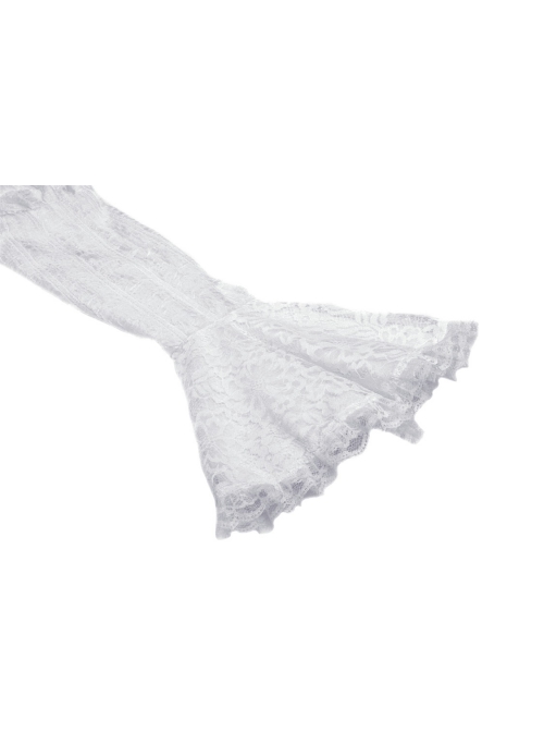 Gothic Vampire Red Lace Tied Rope Decoration Square Neck Puff Sleeve Waist Design White Dress