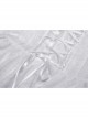 Gothic Vampire Red Lace Tied Rope Decoration Square Neck Puff Sleeve Waist Design White Dress