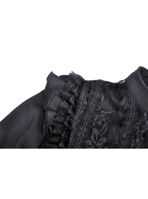 Gothic Women Pleated Lace Design Sexy Lace Hollow Out Print Pattern Decoration Bra Dress