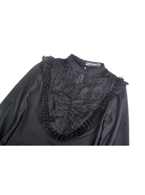 Gothic Women Pleated Lace Design Sexy Lace Hollow Out Print Pattern Decoration Bra Dress