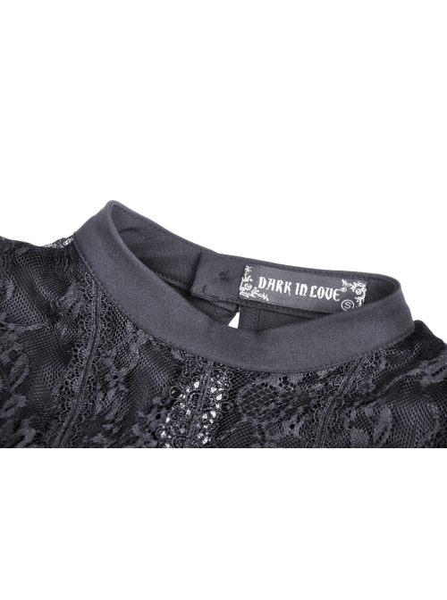 Gothic Women Pleated Lace Design Sexy Lace Hollow Out Print Pattern Decoration Bra Dress
