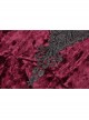 Gothic Super-Low V Neck Design Lace Print Pattern Decoration Wine Red Velvet Long Sleeves Dress