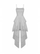 Gothic White Regular Layered Folds Butterfly Embroidery Print Decoration Short Slip Wedding Party Dress