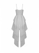 Gothic White Regular Layered Folds Butterfly Embroidery Print Decoration Short Slip Wedding Party Dress