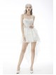 Gothic White Regular Layered Folds Butterfly Embroidery Print Decoration Short Slip Wedding Party Dress