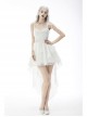 Gothic White Regular Layered Folds Butterfly Embroidery Print Decoration Short Slip Wedding Party Dress