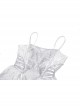Gothic White Regular Layered Folds Butterfly Embroidery Print Decoration Short Slip Wedding Party Dress