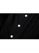 Gothic White Print Design Bat Collar Metal Cross Decoration Black White Suit Cuffs Long Sleeves Dress