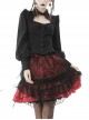 Black Gothic Ruffled Design Collar Stud Decoration Neck Long Sleeves Blouse