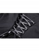 Black Gothic Ruffled Design Collar Stud Decoration Neck Long Sleeves Blouse