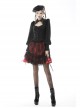 Black Gothic Ruffled Design Collar Stud Decoration Neck Long Sleeves Blouse