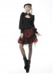 Black Gothic Ruffled Design Collar Stud Decoration Neck Long Sleeves Blouse